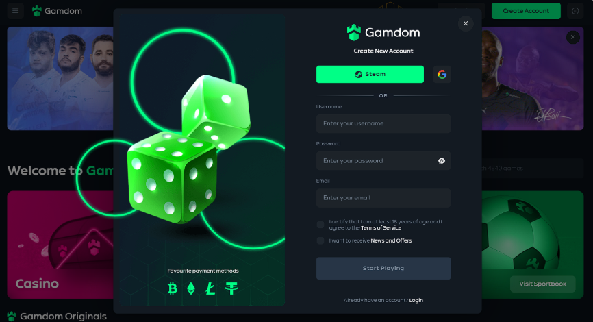 gamdom registration